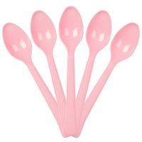 JAM PAPER Premium Utensils Party Pack - Plastic Spoons - Baby Pink Pastel - 48 Disposable Spoons/Pack