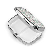 Pill Box Chinese Mahjong Game Square Pill Case Daily Metal Silver Medicine Tablet Holder Organizer Storage Cases for Purse Pocket Travel Vitamin,Small 2.2 inch,2 Compartment