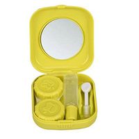 Polytree Portable Travel Kit Mirror Box Contact Lens Case Holder - Light Yellow