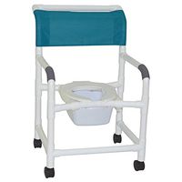 MJM International 122-3TW-SQ-PAIL Wide Shower Chair with Commode Pail, 375 oz Capacity, 40.5" Height x 26" Width x 27" Depth, Royal Blue/Forest Green/Mauve