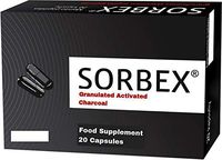 SORBEX Activated Charcoal Capsules - N20 - Ease GI Upset, IBS, Excess Gas, Poisoning, Diarrhea, Detox, Bloating