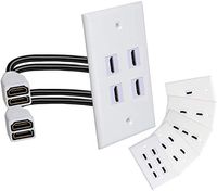 4 Ports 4K HDMI Wall Plate Outlet Cover with 6 Inch Female to Female High Speed HDMI Pigtail Cable for Video Game Systems,TV Boxes or Other HDMI/Ethernet Channel-Enabled Devices, White