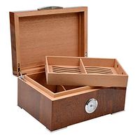 Lxc Natural Ebony Root Veneer Cedar Wood Cigar Humidor Wooden Cigar Box Cigar Humidor Portable Cigar Humidor