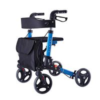 HSRG Folding Rollator Walker, Aluminum Alloy 4 Wheel Medical Rolling Walker with Seat and Storage Bag for Elderly