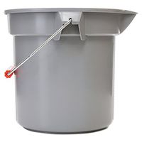 14-Quart Round Utility Bucket, 12" Diameter x 11-1/4"h, Gray Plastic