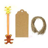 Allydrew Set of 50 Teddy Bear Twist Ties with 20 Scalloped Gift Tags/Kraft Hang Tags and Free Cut Strings for Baked Goods, Cake Pops, Party Favors, for Sealing Goody and Treat Bags, and Cello Bags