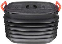 RUI JIAN Large Car Wash Folding Bucket With Lid Plastic Multi-function Travel Outdoor Portable Collapsible Fishing Bucket Black 37L