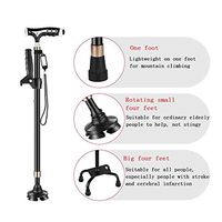 XIAOXIAO Retractable Crutch, Shock-Proof Height Adjustable with Lighting Function, Suitable for People with Training Or Walking Difficulties,Black