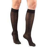 Truform Sheer Compression Stockings, 15-20 mmHg, Women's Knee High Length, Dot Pattern, Black, X-Large