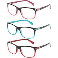 Reading Glasses 3 Pack Fashion Spring Hinge Color Readers Men and Women Glasses for Reading (3 Pack Mix Color, 2.75)