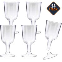 Disposable Wine Glasses For Parties ~ 24 Count Plastic Wine Glasses Bulk (Clear, 6.4 oz)