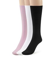 Silky Toes Women's Diabetic 3Pk Premium Soft Non-Binding Cotton Dress Socks (10-13, Black/Pink/White -3 Pairs)
