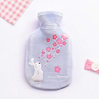 Cute Cartoon Plush hot Water Bottle Baby Cashmere Hand Warmer Warm Palace Water Bag-Blue Cherry Blossom Rabbit Trumpet_19.5 * 12.4cm