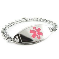 My Identity Doctor - Pre-Engraved & Customized Breast Cancer Medical Alert Bracelet, Pink