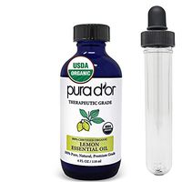 PURA D’OR Lemon Essential Oil (4oz / 118mL) USDA Organic 100% Pure Natural Therapeutic Grade Diffuser Oil Citrus Scented For Aromatherapy, Mood Uplift, Energy, Focus, Respiratory & Digestive Health