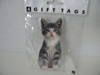 Grey White Kitty Cat Cut Out Die Cut Gift Tags