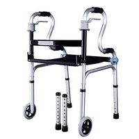 Lour Folding Walker with Wheel Aluminum Alloy Non-Slip Adjustable Height Lightweight and Portable Walker Suitable for The Elderly