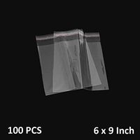 The Elixir Packaging 100 Clear Lip and Tape Self Sealing Cello Bags 6" x 9"