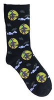 MeMoi Halloween Themed Witch Flying on Broom Stick in the Night Novelty Crew Sock