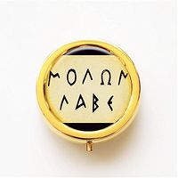 RhyNSky Molon Labe Come and Take Them Mini Gold Portable Pocket Purse Pill Box Case Pillbox, 3 Compartments -289