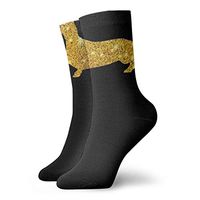 YIEOFH Gold Daschund Dog Novelty Boys Girls Fashion Cute Funny Casual Art Crew Socks