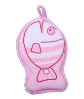 Gairui Baby Shower Bath rub Cotton Sponge Twiddle Lovely Fish Child Products Clean bathwater Brush_Pink