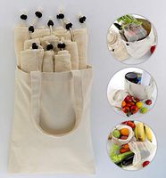 Joyce Lindberg Biodegradable Organic Cotton Mesh Bags and Reusable Canvas Bag Set of 13 Pcs