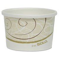 SOLO H4085SYM Flexstyle Double Poly Paper Containers, 8 oz, Symphony Design, 25/Pack