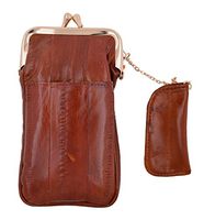 Eel skin Soft Leather Cigarette Case with Lighter Holder by Marshal (Tan)
