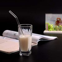 Iulove_kitchen&dining&bar Reusable Glass Straws Smoothie Drinking Straws for Milkshakes Frozen Drinks (B)