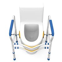 XH Stand Alone Toilet Safety Rail - Adjustable Bathroom Handrails Grab - Fit Any Toilet - Easy Installation for Handicap Senior Elderly Balance - Padded Hand Armrest