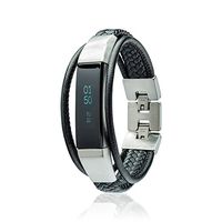 fitjewels Alta - Alta HR - Bands, Leather Replacement Band, Available in Black, Brown, Gold, Silver and Grey (Black, M-L (6.5-7.5 inch))