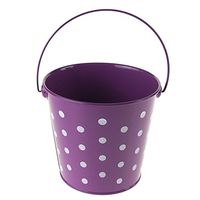 Polka Dot Metal Pail Buckets Party Favor, 5-inch (Purple)
