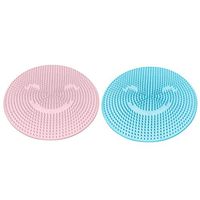 KingWo 2Pcs Silicone Shower Foot Scrubber Massager Cleaner Acupressure Mat Improve Circulation and Reduce Feet Pain (Blue+Pink)