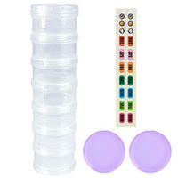 7 Day Pill Organizer Case Stackable Weekly Supplements Vitamins Pills Holder Dispenser Extra Large Clear Transparent with Label and 2 More Lids