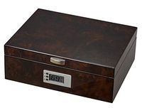 Visol Ridge Dark Burl Varnished Cigar Humidor - Holds 50 Cigars