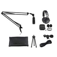 Audio Technica AT2020USB+ Podcast Podcasting Microphone+Headphones+Boom Arm