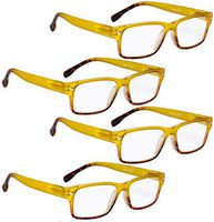 READING GLASSES 4 pack Ladies Stylish Colorful Readers for Women Reading (Yellow, 1.75)