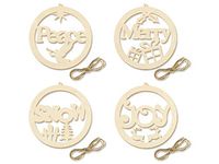 Large Assorted Wooden Paint Your Own DIY Hanging Christmas Tree Ornaments, Set of 4