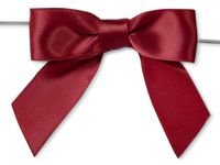 6ct. Pre-Tied Scarlet RED 3" Satin Gift Bows Wire Ties Ready-to-Use 7/8" Ribbon