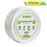 Mexago Eco-Friendly Round Compostable Plates - 7 inch | 50 Count - Natural Alternative to Paper Plate | Made of Sugarcane Bagasse