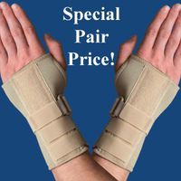 PAIR of Thermoskin Carpal Tunnel Braces with Dorsal Stay, Beige , Left & Right X-Small