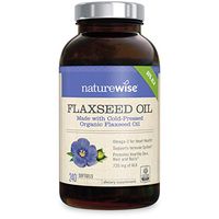 NatureWise Organic Flaxseed Oil Max 720mg ALA | Highest Potency Flax Oil Omega 3 for Cardiovascular, Brain, Immune Support & Healthy Hair, Skin, & Nails | Gluten Free Non-GMO [4 Month - 240 Softgels]