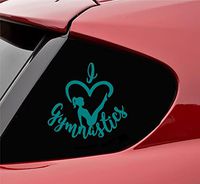 Slap-Art I Heart Gymnastics Vinyl Decal Sticker (Teal)