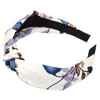HNTDG Boho Flower Printing Twisted Cross Hair Band Bowknot Headband Wide Edge Chiffon Hair Band