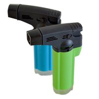 TECHNO Single Torch Lighter Slant Jet Flame, Windproof, – Butane Refillable, perfect for Cigar, Cigarette, Comes in 1 random color