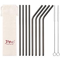 JOYECO Stainless Steel Straws Metal Reusable for 20oz Tumblers Rumblers Drinking Beverage Set of 8, Black