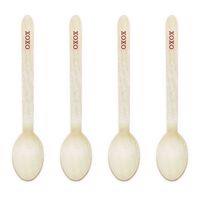 Dress My Cupcake DIY Natural Wood Candy Buffet Spoons 100-Pack Bundle, XOXO, 3.75-Inch, Red