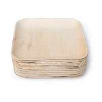 Charity Leaf 8" Disposable Palm Leaf Bamboo Like Square 25 Plates | All Natural, Biodegradable and Chemical Free | Weddings and Parties - (Pack of 25 Plates)