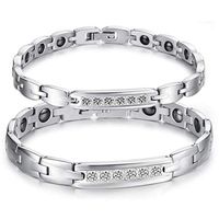 PINGMAI Bracelet Titanium Steel Magnetic Health Care Bracelet can Regulate Arthritis Wrist Tube Pain, White